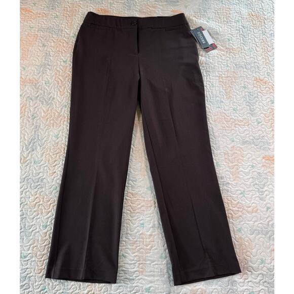 Briggs New York Pants - Briggs Womens Dress Pants 8S Brown Slimming Pull On Straight Leg